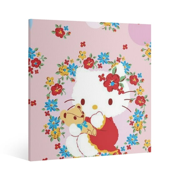 Hello Kitty Cartoon -1 Canvas Wall Art Cartoon Wall Decor | HD Printed & Wooden framed wall art | Modern Wall Decor for Gift | Kids Room Decor | Made in USA 8x8 Inch