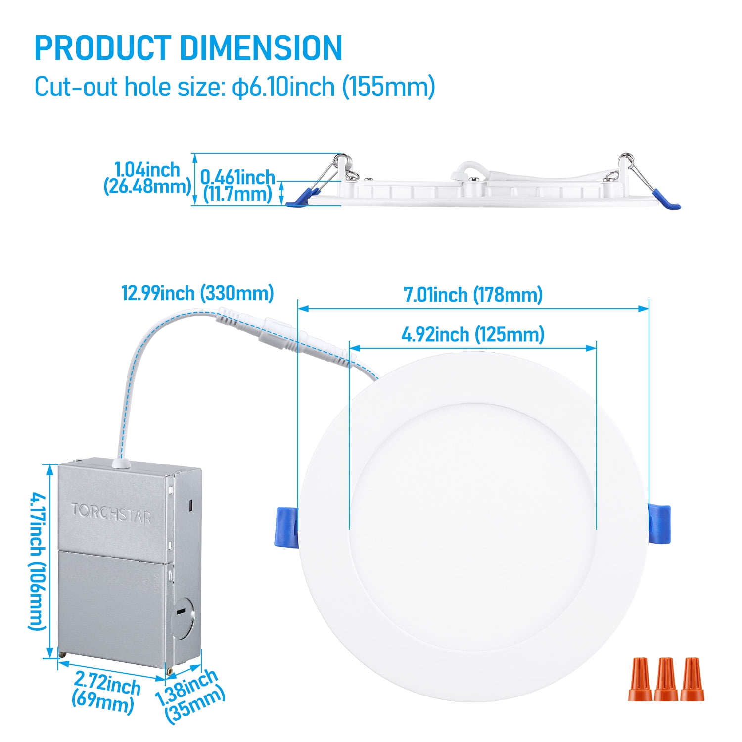 48 Pack 12W 6 Inch LED Recessed Lighting with Junction Box, 5000K Daylight, 5%-100% Dimmable
