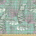 thumbnail image 2 of Ambesonne Tropical Fabric by the Yard Upholstery, Delicate Hawaiian Leaves, 5 Yards, Pale Seafoam Pale Pink, 2 of 5