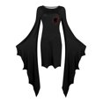 thumbnail image 3 of Vestido de disfraz gótico de Halloween para mujer con mangas de murciélago, traje de fiesta espeluznante, negro, talla única, 3 of 4