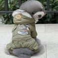thumbnail image 4 of Frogued Winter Cartoon Motorcyclist Print Four-legged Cotton Coat Thicken Dog Clothes (Khaki,S), 4 of 12