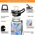thumbnail image 4 of Navy Floral and Butterfly 1000ml Tritan Sport Bottle Straw LeakProof Food-Grade Portable Wide Handle, 4 of 7