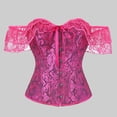thumbnail image 5 of Women's Off-the-Shoulder Corset Top Ruffle Sleeve Sweetheart Neck Bustier Vintage Overbust Corset with Front Hook L, 5 of 5
