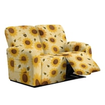 Xoenoiee Sunflower Bee Print Recliner Loveseat Cover Stretch Couch Covers Sofa Slipcover for 2 Seat Reclining Couch Thick Jacquard Furniture Protector for Pets Kids