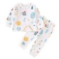 thumbnail image 1 of Odeerbi 6M-8Y Boys Girls Algodón Pijama Sets Print Long Johns Pijamas Homewear Niños Camisa de Manga Larga Cuello Redondo Dos Piezas Set, 1 of 3