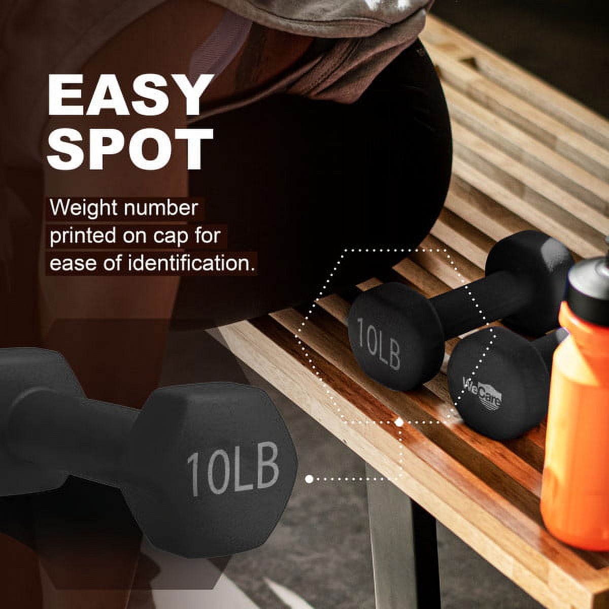 WeCare Fitness, 10lb Neoprene Dumbbell, Pair - Black
