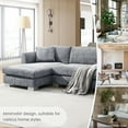 thumbnail image 4 of Harper & Bright Designs Modern L-Shaped Sectional Sofa with 2 Pillows, 3-Seat Oversized Chaise Lounge, Chenille Fabric Cloud Couch Set for Living Room Apartment Office, 96*56" Gray, 4 of 20