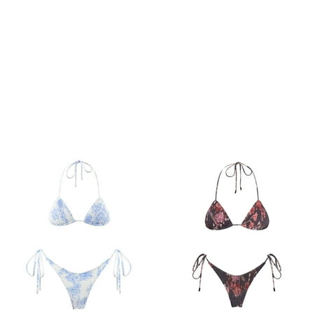 Wijhcboe 2 Pack Sexy Leopard Swimsuit Women High Cut Bikini 2023 Swimsuit Women Two Piece Swimsuits for Women with Shorts Swimwear Push Up Bikini Set Thong Brazilian Bathing Suit Beach Swimsuits for