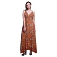 thumbnail image 1 of Bimba Bird Ladies Printed Resort Maxi DrawstringDressSpaghetti Strap Beach Wear-Large, 1 of 5