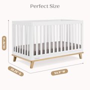 Delta Children Frankie 4-in-1 Convertible Crib - Greenguard Gold Certified, Bianca White with Natural
