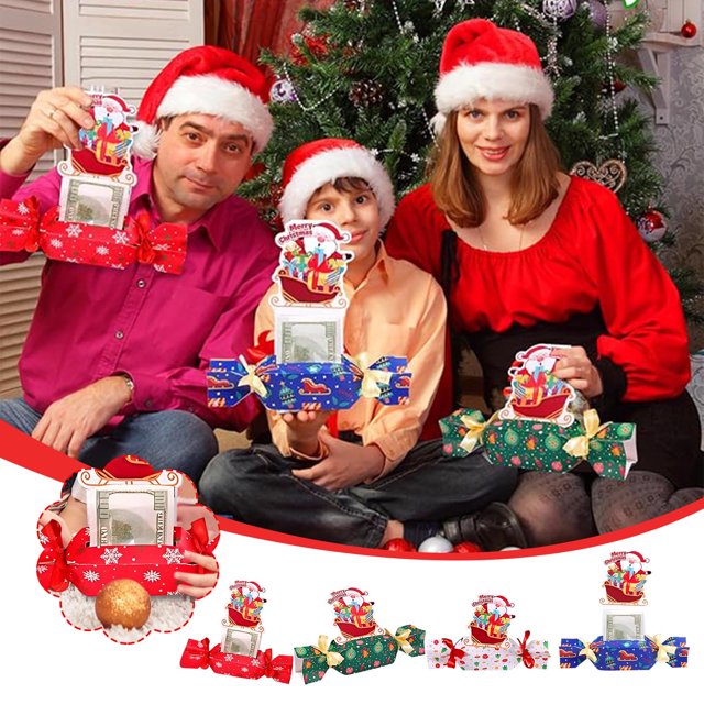 Save Now,Candy Christmas Surprise Money Bag Christmas Surprise Money Gift Box Christmas Cash Clip Rectangular Christmas Party Money Bag Set,PENDANE,Blue
