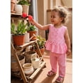 thumbnail image 3 of Loicainy Toddler Kids Girl Summer Outfits 12 18 24 Months 2T 3T 4T 5T Plaid Print Bow Tie Front Tank Tops Elastic Waist Long Pants 2 Pcs Clothes Set, 3 of 9