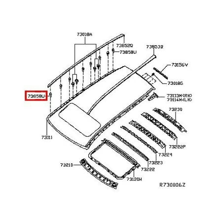- Nissan Roof Molding Clip - 73858-AU100
