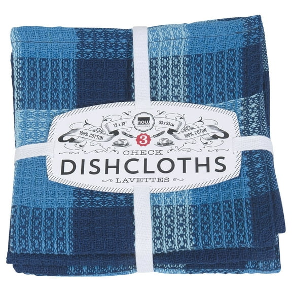 Now Designs Check Dishcloth Set, Indigo