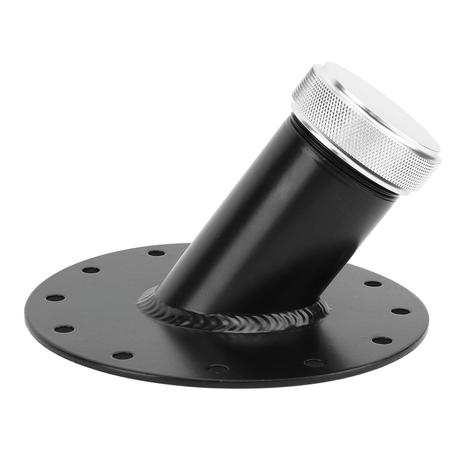 45 Degree Fuel Cell Filler Neck - 12 Bolt Steel Base With Aluminum Cap 1.5" Inner Diameter