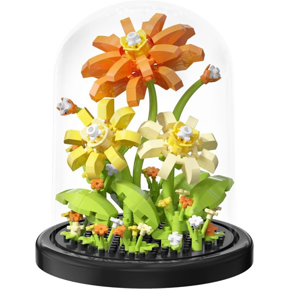 TRAHOO-Passionate Bloom Home Bouquets Dust Cover Set Building Toy Creative Assembly Bonsai Tree, Ideal for Valentine's Anniversaries Birthday