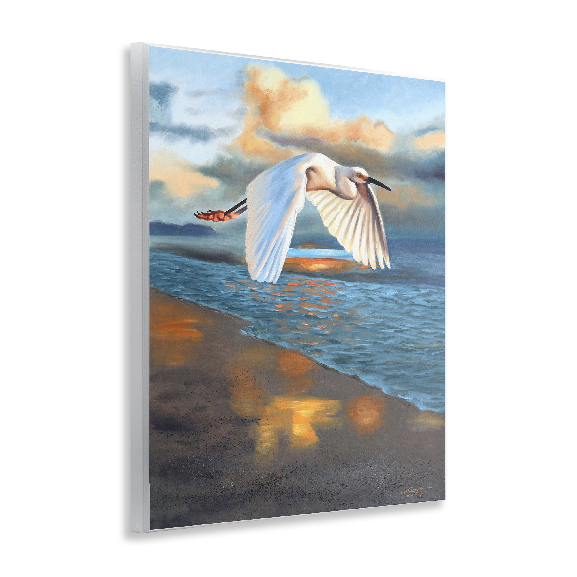 Stupell Industries Egret Wingspan over Beach Landscape Painting Unframed Art Print Wall Art, 11 x 14