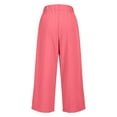 thumbnail image 6 of RYRJJ Women's Culottes Linen Cropped Wide Leg Pants Pleated Elastic High Waist Casual Palazzo Trousers with Pockets(Pink,S), 6 of 7