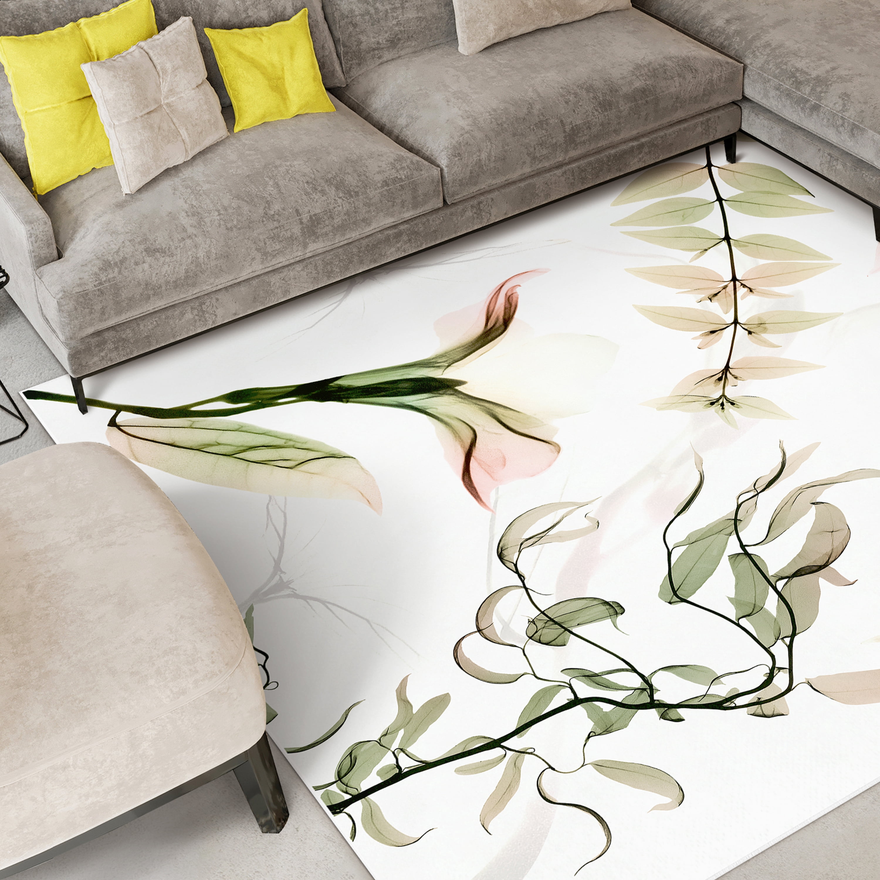 Harmony Of Existence Washable Flowers Art Area Rug size 8'x10', Power-loomed, Heavenly Softness with Non-Slipping Backing