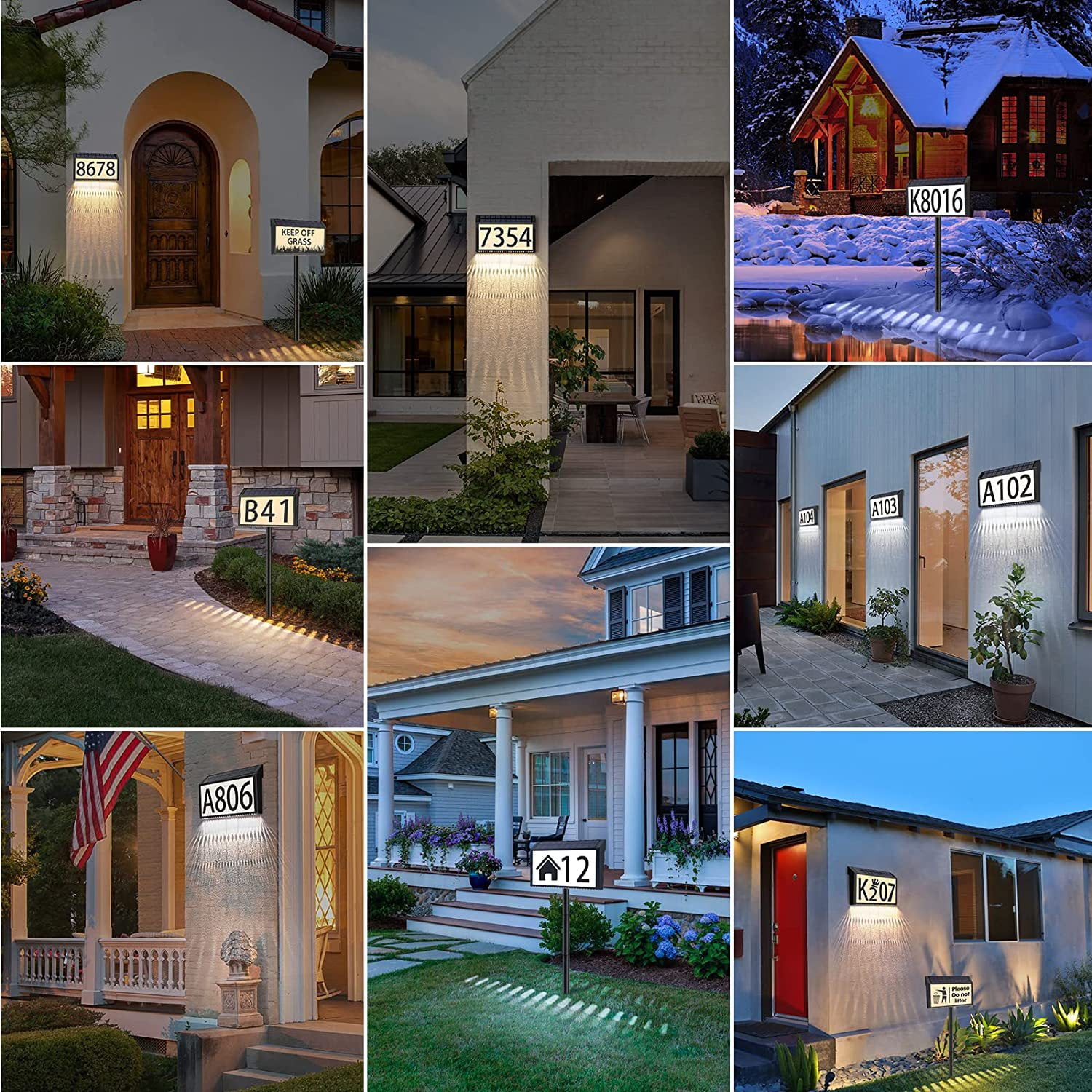 Solar Address Light for House Numbers, Outdoor Waterproof LED House Number Light with 3 Modes,Weatherproof for Front Door, Porch, Mailbox, Gate Post - IP65