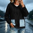 thumbnail image 2 of vdgthytj Rain Jacket Women Long Sleeve Full Zip Color Block Hooded Waterproof Fall Outdoor Outerwear with Pockets(Medium,Light Blue), 2 of 7