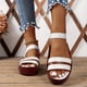 thumbnail image 2 of Sandalias náuticas con plataforma para mujer, zapatos de piel sintética con correa elástica en el tobillo y puntera abierta, cómodas sandalias sin cordones, 2 of 4