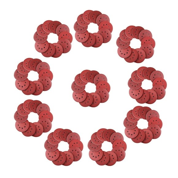 Tachiuwa Sanding Discs Pads 125mm with 8 Holes Hook & Loop Adhesive Sanding Discs Sandpaper for Random Orbital Sander Polishing Parts 100Pcs