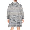 thumbnail image 2 of Wearable Oversized Blanket,Blue Geometric Chevron Dot Pattern Wearable Blanket Hoodie for Adults,Cozy Hooded Blankets with Super Pockets,Super Warm Fuzzy Pullover for Women & Men, 2 of 6