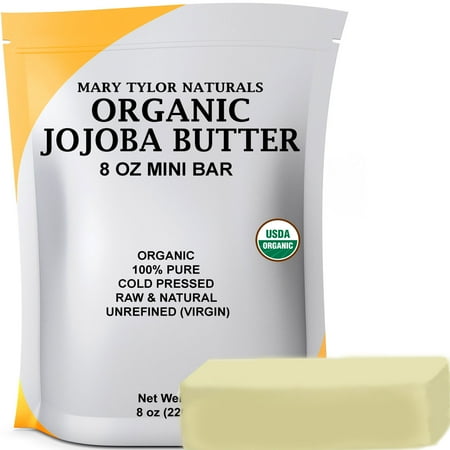 Organic Jojoba Butter 8 oz USDA Certified Organic, Unrefined by Mary Tylor Naturals, Premium Grade Raw Pure Jojoba Butter, Amazing Skin Nourishment Great Moisturizer