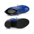 thumbnail image 4 of BLISSFUL STEP Women's Boot Side Zip Platform Chunky Heel Combat Boots Blue 9, 4 of 7