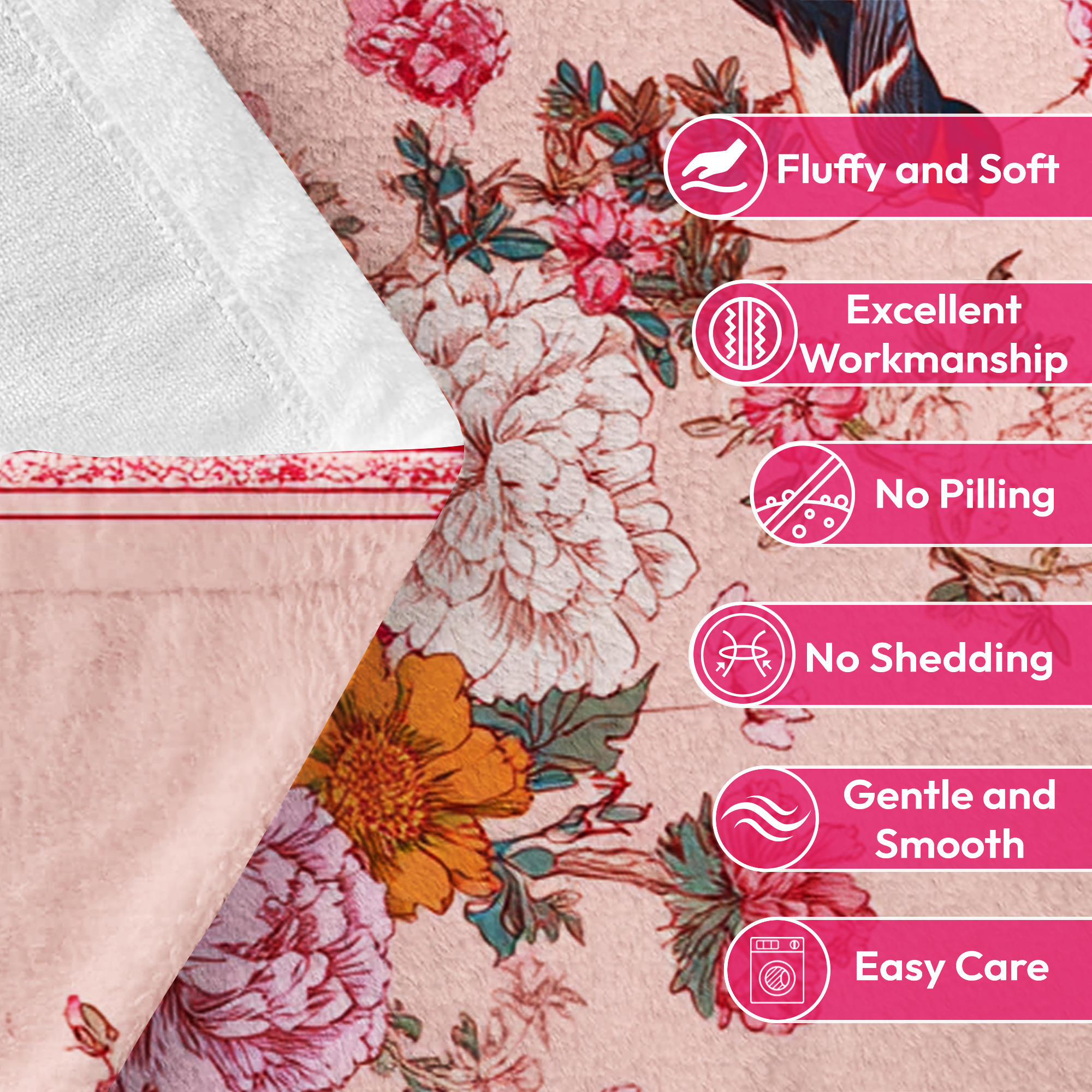 Flannel Fleece Throw Blanket, Soft Large Throw Blanket, Lightweight Cozy Plush Throw Blanket Fit Sofa Bed, 50"x60", Birds
