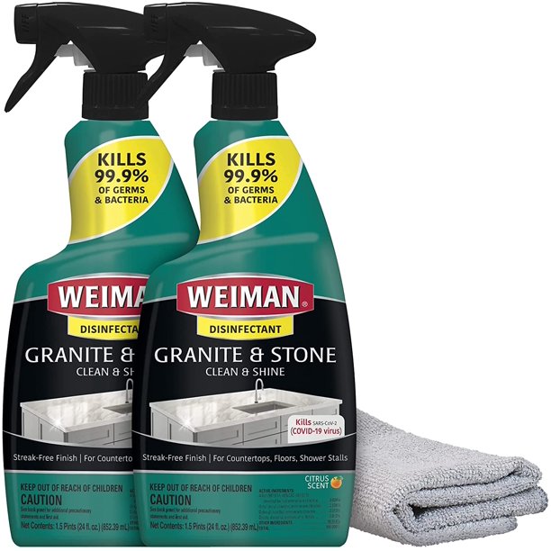 Weiman Disinfectant Granite Daily Clean & Shine (2 Pack with Polishing