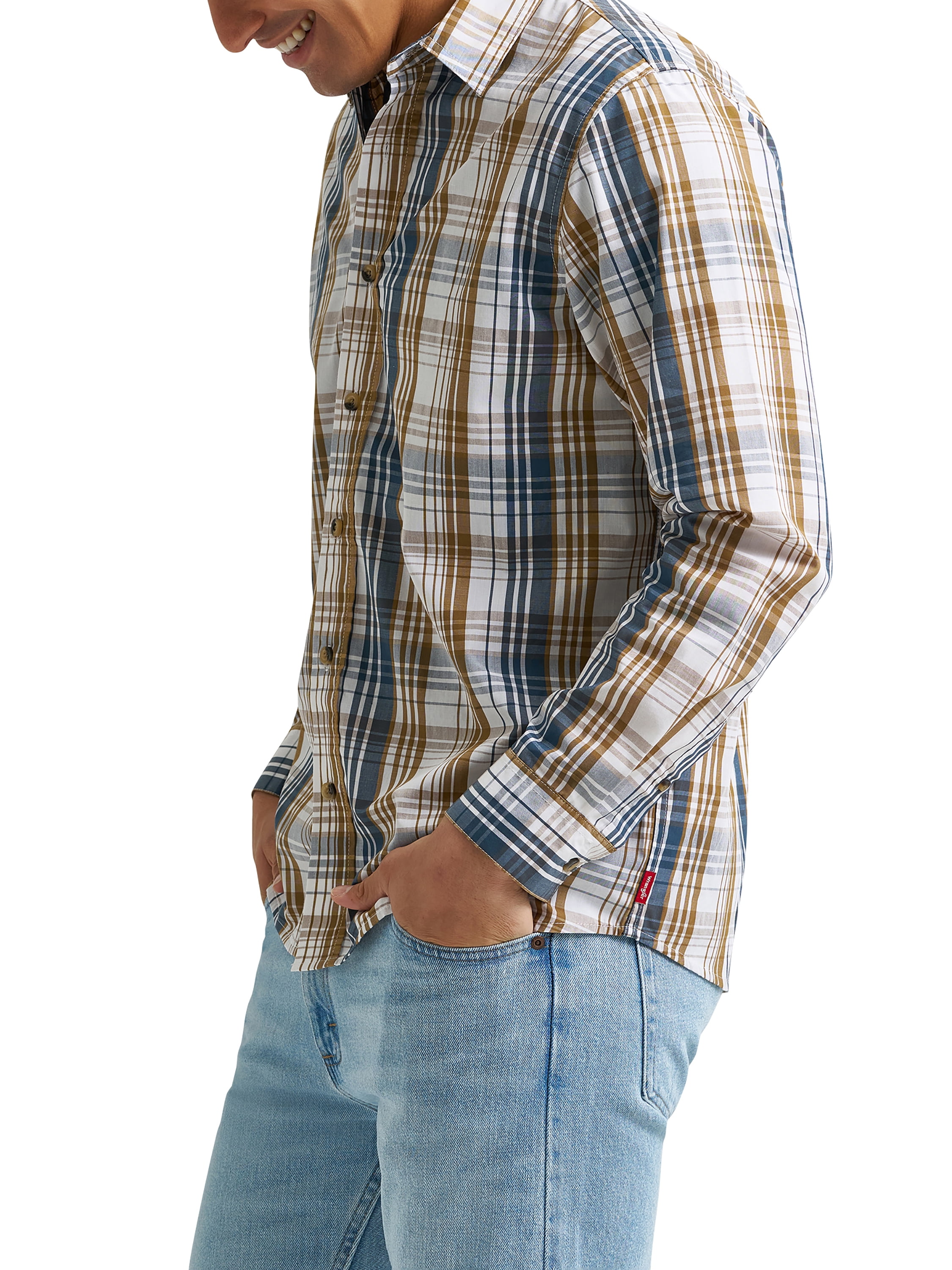Wrangler® Men's Long Sleeve Plaid Shirt, Sizes S-5XL