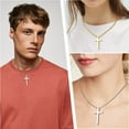 thumbnail image 3 of APSVO Black Cross Necklaces for Men Boys Stainless Steel Cross Pendant Chain Catholic Religious Christian Birthday Valentines Day Jewelry Gifts Teen Him Boyfriend Son Dad Adults Male Kids Age Ideas, 3 of 6