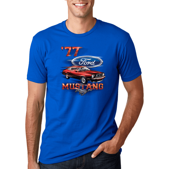 Wild Bobby, Classic Ford Mustang Car Logo, Cars and Trucks, Men's Graphic T-Shirt, Royal, Large
