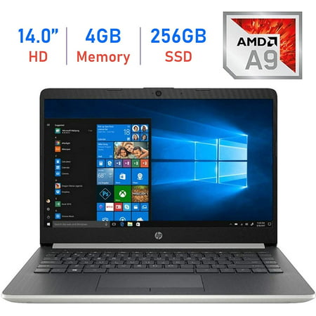 HP 14-inch HD Micro-Edge Display Laptop PC, AMD A9-9425 3.1GHz, 4GB DDR4 RAM, 256GB SSD, USB Type-C, Stereo Speakers, Bluetooth, WiFi, HDMI, Webcam, No DVD, AMD Radeon R5 Graphics, Windows
