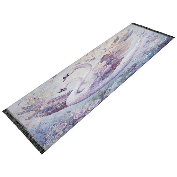 BZSMCE Runner Rug Classical Design Graceful Swans in Bloom Style Modern Pattern 72x23.5in Indoor Washable Rug