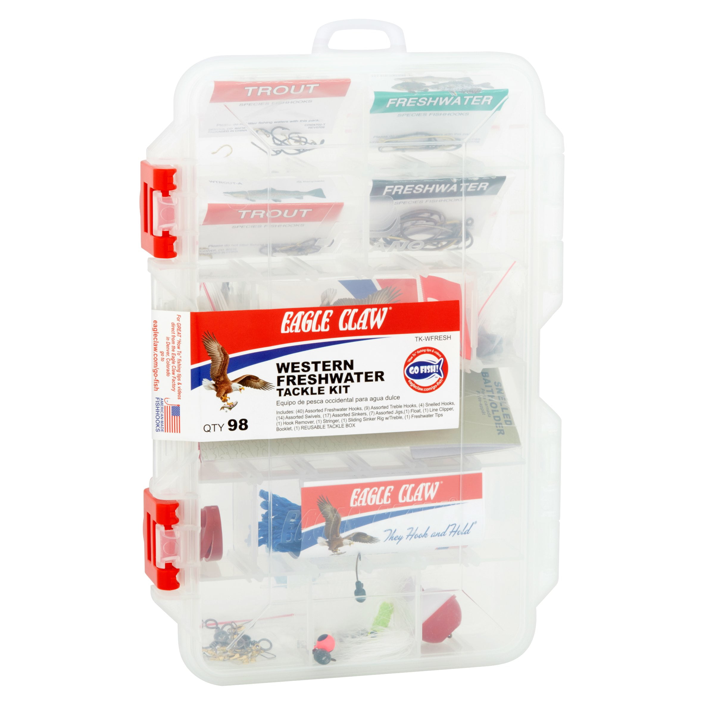 Eagle Claw Western Freshwater Kit with 98 Pieces, Small, Clear