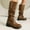 Khaki, variant on Bnwani Low Heel Boots for Women Winter Fashion Toe Thick Chunky Mid-Calf Casual Solid Splicing Boot Black Size 5