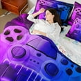thumbnail image 4 of Castle Fairy Teens Boys Girls Video Game Bedding Comforter Set 7pcs,Futuristic Cubes Queen Bedding Sets Super Cozy,Abstract Gradient Gamepads Queen Sheet Sets,Luxury Bedroom Decor,Reversible, 4 of 8