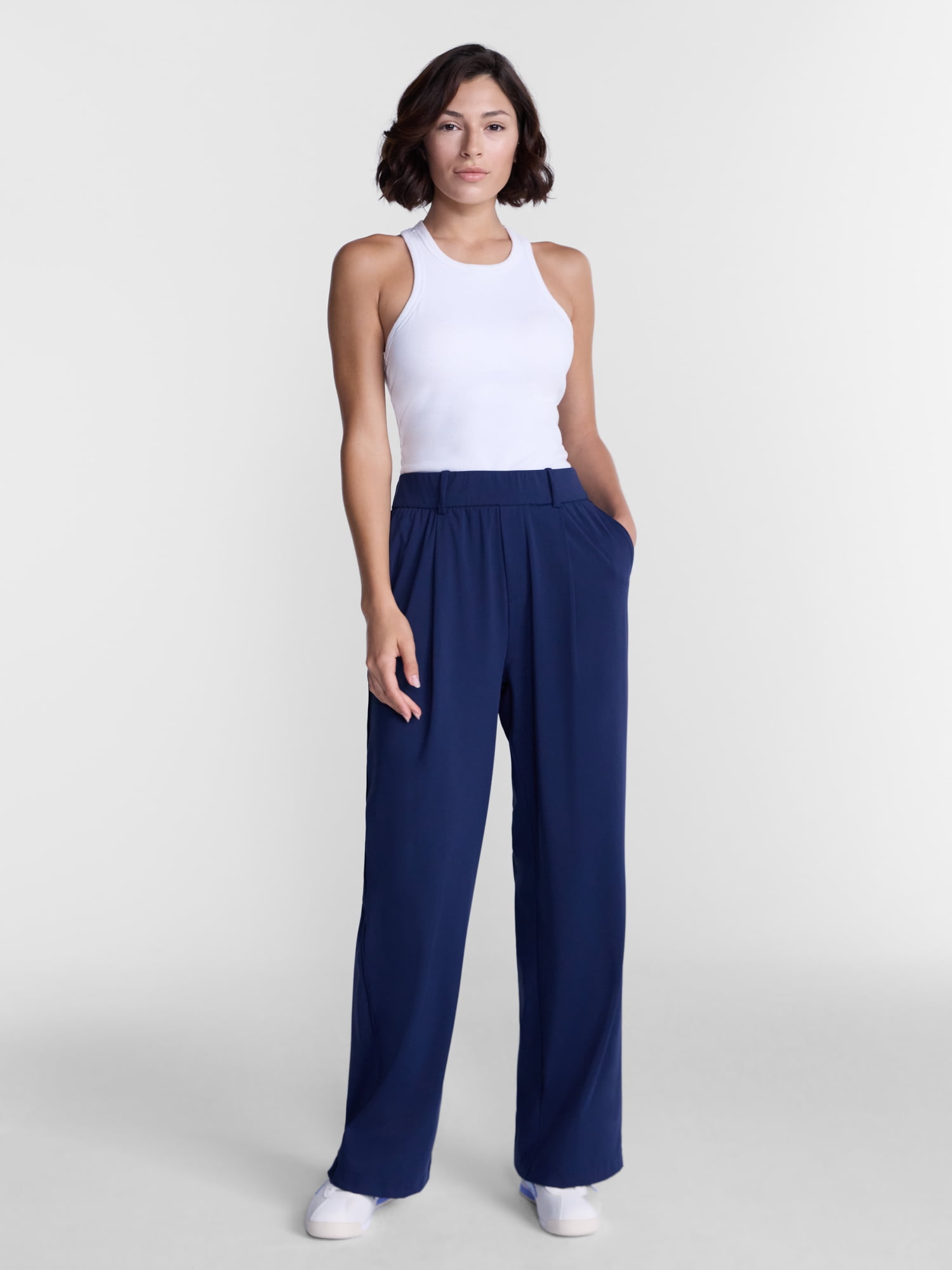 Avia Women's and Women's Plus Interlock Wide Leg Trousers, 31" Inseam, Sizes XS-4X