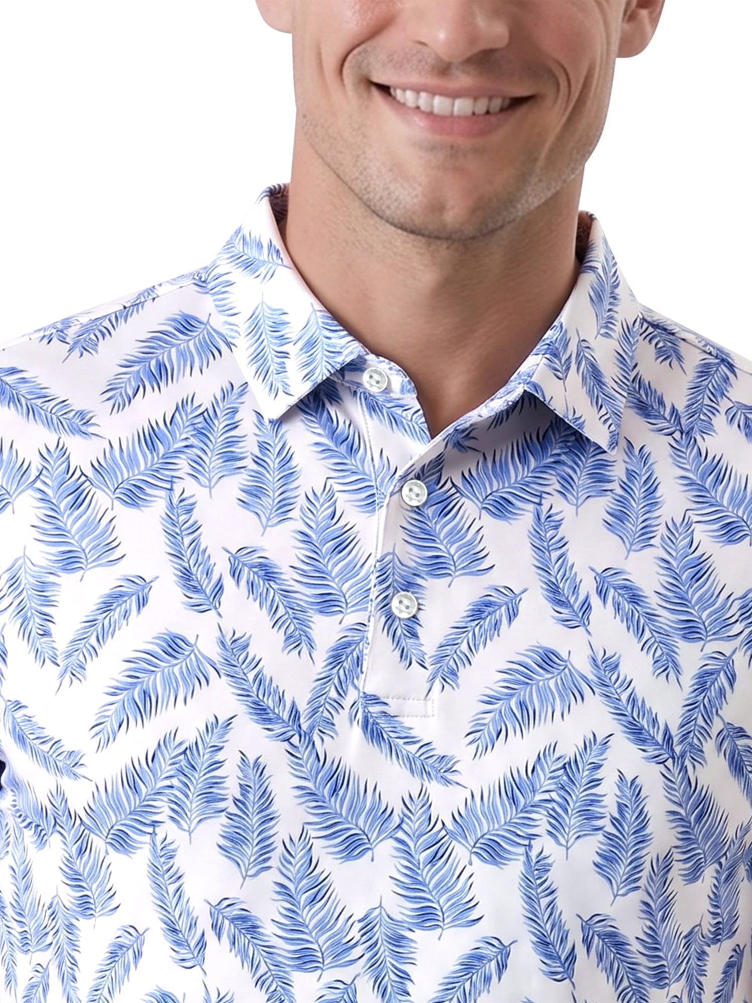 Ben Hogan Performance Men's & Big Men's Fall Leaf Print Short Sleeve Polo Shirt, Sizes S-4XLT