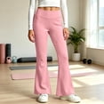 thumbnail image 4 of BXJX Girls Leggings 2 Pieces 10-12, Sports Elastic Waist Stretchy Slim Base Layer Flare Pants, 4 of 8