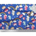 thumbnail image 2 of Soimoi Blue Poly Georgette Fabric Rainbow & Unicorn Face Print Sewing Fabric Yard 52 Inch Wide, 2 of 3