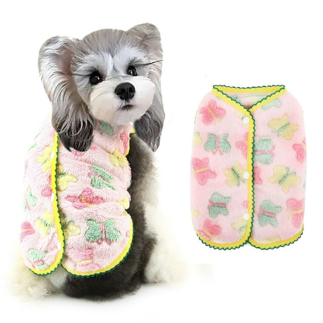 Pet Clothes Ranphy Cute Jacquard Butterflies Vest for Small Dogs and Puppies - Sleeveless Sweater with Back Button Down Design for Yorkie and Chihuahua - Stylish Fall Winter Apparel