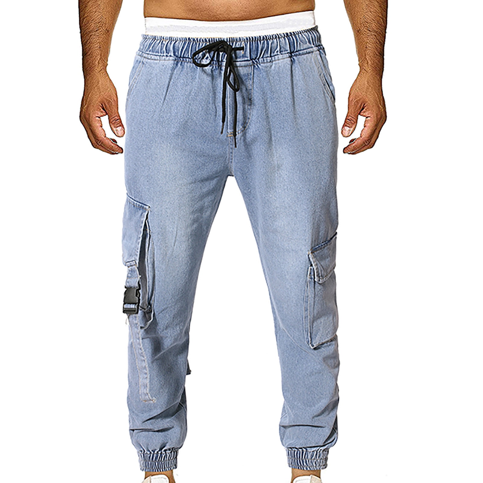 YWDJ Jeans for Relaxed Fit Men Casual Sport Pants Running Joggers Sweatpants Denim Trousers Light blue XXL - Walmart.com