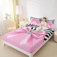 thumbnail image 4 of spefrowx Fashion Pink Bow King Sheets for Kids, Zebra Print Polka Dot Bedding, 4 Pieces, 1 Flat Sheet, 1 Fitted Sheet and 2 Pillowcases, 4 of 6