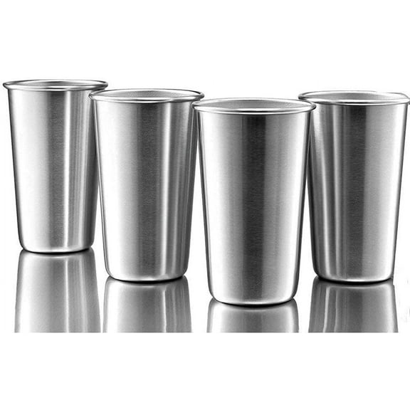 4 Pack 20 Oz Stainless Steel Pint Cups Water Tumblers, Unbreakable, Stackable, Metal Drinking Glasses for Outdoors and Indoors