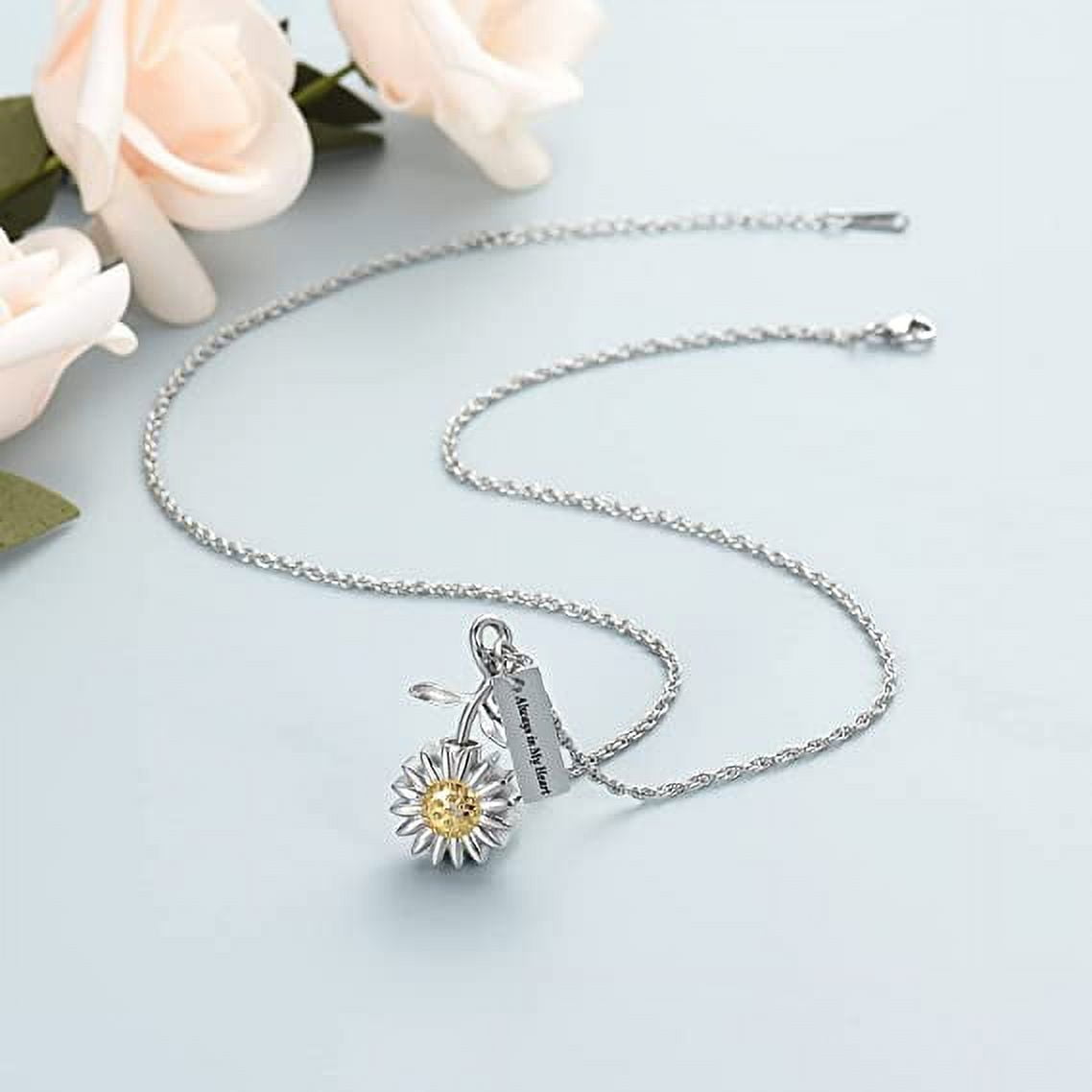 Sunflower Urn Necklace for Ashes Cremation Jewelry for Human Ashes Memorial  Keepsake Pendant for Dad/Mom/Grandma/Grandpa 