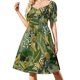thumbnail image 3 of Vintage verde pájaro Tropical selva botánico noche jardín camisón vestido de manga corta mujer ropa vestido para mujer, 3 of 7